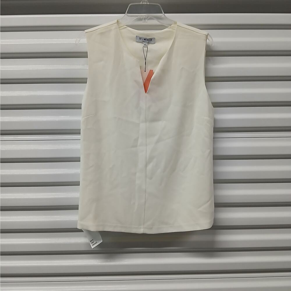 Of / Mercer Womens Blouse XL Beige Sleeveless V-Neck Business Office Siren Top
